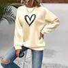 2025 Amazon Transfronterizo Europa y América Más Vendido Estampado de Corazón Cuello Redondo Manga Larga Forro Polar Sudadera Superior Comercio Exterior Ropa para Mujer