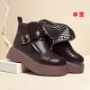 Botas de cuero forradas de felpa para mujer, zapatos de algodón para otoño e invierno, suela de plataforma, estilo retro, adecuados para primavera y otoño, disponibles para dropshipping, botines de suela gruesa, botas cálidas, un par