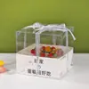 Nueva Caja Transparente para Pastel Decorada con Cinta de Moda y de Alta Gama Caja de Empaque para Horneado Transparente con Tapa Simple Moderna