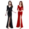 Ropa de Trabajo para Discoteca Vestido Sexy 2026 Nuevo Estilo Negro Ajustado Escote en V Profundo Vestido de Noche Vestido Adelgazante de Alta Gama