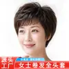 Gorro de Peluca de Cabello Humano Completo para Mujer, Cabello Rizado Corto Natural Esponjoso, Estilo Madre de Mediana Edad y Mayor, Adelgazante de Rostro, Reductor de Edad, Gorro de Peluca Completo