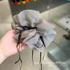 Scrunchie de Malla con Lunares Blancos y Negros Simple Versátil Seleccionado Cuidadosamente Lazo para el Cabello de Gama Alta de Nicho para Cola de Caballo Accesorio para el Cabello con Temperamento