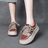 Jishu Novo Estilo Couro Bovino Camada Superior Colorblock Solado Grosso Forrado com Lã Quente Sapatos Femininos Couro Genuíno Casual Estilo Esportivo Pequenos Sapatos de Algodão