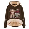 Sudadera con capucha informal elegante y holgada de talla grande para temporada de primavera y otoño, composite de algodón sintético, lana de cordero, hombros caídos, cordón