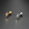 Aretes Europeos y Americanos Populares de Zircón para Perforación de Hueso de la Oreja, Creativos con Forma Geométrica, Acero Inoxidable, Aretes de Bola de Rosca, Aretes Transfronterizos