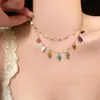 Collar Étnico Bohemio Europeo y Americano con Piedra Irregular para Mujer, Dulce y Fresco Ins Girasol Colgante Multicapa de Estrella y Luna