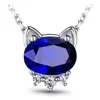 Estilo Coreano Mais Vendido Pingente de Gato de Safira Natural Criativo Banhado a Platina 18K Pingente de Colar de Diamante Joia Tesouro Colorido