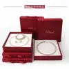 Caja para Set de Joyería con Lazo, Caja para Joyería de Pulsera y Collar de Perlas, Caja de Regalo para Empaque de Set de Tres Piezas de Joyería Dorada