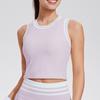Ropa de Tenis Chaleco Deportivo para Mujer con una Copa Hilo de Malla Retro Color Contrastante Sujetador de Fitness Top Corto de Yoga