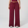 Pantalones largos de forro polar cepillado transfronterizos, pantalones casuales holgados de pierna ancha para mujer, pantalones largos elásticos con cordón para deportes al aire libre y fitness al por mayor