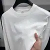 Camiseta interior para hombre 250g Algodón de fibra larga de Xinjiang algodón cuello redondo hombro manga larga camiseta individual suéter de primavera y otoño