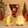 Adorno navideño transfronterizo con lentejuelas navideñas y luz, muñeco de Rudolph, gnomo luminoso sin rostro, adornos navideños.
