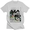 2025-26 Verano Hip Hop Camiseta de Algodón Puro Estampada Camisa de Manga Corta Unisex Cuello Marinero Negro Casual Manga Corta