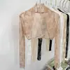 Blusa de Malla para Hombro con Protección Solar de Verano con Vestido Delgado de Encaje Chal Pequeño Abrigo de Manga Larga Top