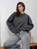Estilo Europeo y Americano Tejido de Punto Invierno Nuevo Dulce Jersey de Cuello Redondo Holgado Color Puro Manga Larga Versátil Tejido de Punto para Mujer