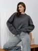 Estilo Europeo y Americano Tejido de Punto Invierno Nuevo Dulce Jersey de Cuello Redondo Holgado Color Puro Manga Larga Versátil Tejido de Punto para Mujer