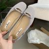 OKLEIBO Laibao Zapatos Planos de Punta Redonda con Lazo para Mujer Estilo Coreano 2025 Nuevos Zapatos de Leche Retro Slip-on