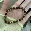 Pulseira de Abundância com Contas Douradas e de Jade em Forma de Cabaça Novo Estilo Chinês Nicho Retrô Elegante Exquisito