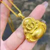 Colgante de Collar de Buda Maitreya Sonriente Chapado en Oro Nuevo Estilo Chino Colgante de Buda de Vientre Grande Cadena para Clavícula Accesorios DIY