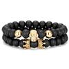 Pulsera de calaveras de venta caliente de comercio electrónico transfronterizo de AliExpress, traje de joyería de pulsera de piedra natural esmerilada