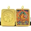 Colgante Thangka Dorado Xizang Ocho Santos Patronos Cinco Ancianos Dios Amarillo de la Riqueza Mahakala Buda Amuleto Colgante
