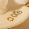 Moda retro francesa diseño simple aretes de cuentas redondas aretes de acero inoxidable de oro de 18K aretes de alto sentido para mujer al por mayor