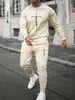 Conjunto de Moletom Esportivo Masculino Europeu e Americano de Nova Combinação de Cores, Casual Transfronteiriço, Retrô, Estampa Digital 3D, Gola Careca, Outono e Inverno