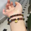 Pulsera Circular Sencilla de Turmalina Colorida para Mujer con Perlas de Cristal para Atraer Riqueza y Prosperidad Color Caramelo Arcoíris Auténtico