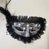 Nova Máscara de Renda Mascarada de Halloween Pérola Pena Vermelha Máscara Meio Rosto Máscara de Princesa Máscara de Olho