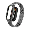 Adequado para Pulseira Xiaomi Mi Band 8, Pulseira de Aço Inoxidável Sólido com Três Contas, Pulseira de Metal Versão Cerâmica Xiaomi Mi Band 9
