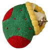 Meias de Natal fofas transfronteiriças, cama para pet, semifechada, espessa, cama de inverno para gato para sono confortável e quente, com proteção para o pescoço, atacado