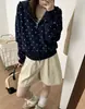 Suéter retro americano de lunares con capucha, sudadera corta para mujer, nuevo estilo otoño e invierno, chaqueta cárdigan de punto dulce y atrevida para mujer