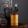 Direto da Origem Porta-Canetas de Bambu Natural e Madeira Balde Redondo Retrô para Canetas Estilo Chinês Decoração de Escritório Estudo Caixa de Armazenamento