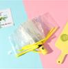 Paraguas transparente plegable de tres secciones totalmente automático con mango de color, logotipo pequeño y fresco, PVC blanco, venta directa de fábrica