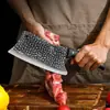 Cuchillo de Cocina Negro con Patrón de Forjado para Uso Doméstico, Cuchillo Afilado de Acero Inoxidable, Cuchillo para Rebanar con Mango Antideslizante