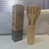 Juego de utensilios de cocina al por mayor, espátula de bambú, espátula para cocinar en sartén antiadherente, espátula para olla de bambú, utensilios de cocina