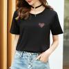 Playera de Manga Corta de Alta Gama para Mujer, Cuello Redondo Holgado, Blanco Verano 2025 Estilo Coreano Nuevo Estilo de Moda Talla Grande Top Estampado