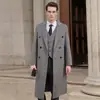 Abrigo de lana de otoño e invierno 100% lana de longitud media para hombre, gabardina, abrigo de lana estilo coreano hasta la rodilla, cachemira no doble cara