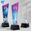 Trofeo de cristal de estrella de cinco puntas creativa y colorida, hecho a medida, premio conmemorativo para empleados destacados de la reunión anual de la empresa, hecho a medida