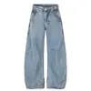 Jeans rectos de tiro alto en color retro lavado para mujer, versátiles para primavera y otoño, holgados, adelgazantes, con buena caída, pantalones de pierna ancha hasta el suelo