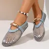 Sandalias de talla grande transfronterizas europeas y americanas, sandalias de verano, nuevo estilo europeo y americano de red, transfronterizas, con hebilla metálica hueca, venta al por mayor, talla grande