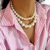 Collar Francés Apilado con Corazón de Perlas y Diamantes Completos, Elegante Collar Multicapa con Perlas de Imitación en Forma de Arroz, Joyería Transfronteriza Europea y Americana para Mujeres