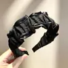 Diadema plisada con volantes estilo francés, versión ancha, hace que la cara se vea más pequeña, diadema para niñas, adecuada para ir al trabajo y lavarse la cara, suministro transfronterizo