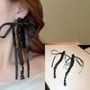 Pendientes Largos de Borla de Perlas con Lazo de Cinta Dulce de Super Hada para Mujer, Moda Elegante, Sentido del Diseño de Nicho, Joyería para la Oreja