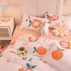 Conjunto de cama de quatro peças na cor verde-fruta sólida, conjunto de três peças de lençol e fronha para todas as estações, fronha, colcha, lençol, fronha