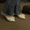 Zapatos Elegantes para Mujer 2025 Nuevo Verano Dama de Honor Punta Boca Baja Versátil Celebridad de Internet Tacón Grueso Zapatos Franceses