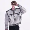 Suéter de Punto Popular Europeo Talla Grande para Hombre Chaqueta Cardigan Estilo Francés Línea de Fragancia Pequeña Moda de Fábrica al por Mayor