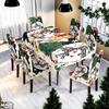 Toalha de Mesa Estampada de Natal Transfronteiriça Capa Elástica para Cadeira Mesa de Jantar Doméstica Toalha de Mesa à Prova d'Água Capa Protetora para Cadeira Decoração de Natal