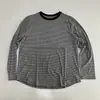 Camiseta Rayada de Manga Larga con Cuello Redondo y Dobladillo Curvo en Color Contrastante, Estilo Nuevo de Otoño, Camisa Versátil y Transpirable Cómoda para Mujer, Capa Base Casual
