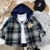 Chaqueta de Otoño para Niños Niños Primavera y Otoño 2025 Nueva Chaqueta con Capucha Holgada Estilo Coreano para Niños de Edad Media
